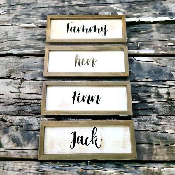 Entryway Names - Rustic Mudroom Kids Name Frames - Personalized Wood Name Signs - Custom Family Names - Kids Names for Book Bags, Coats, etc