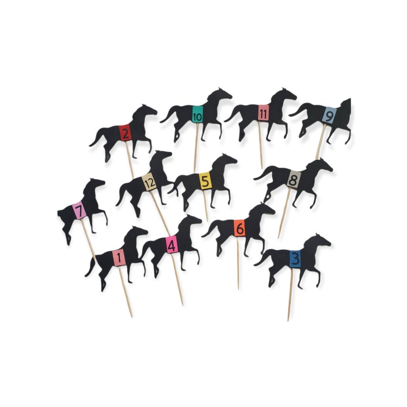 Racehorse Kentucky Derby Cupcake Toppers, Horse Theme Food and Cupcake Picks, Racing Horses Party Decor, Kentucky Derby Party 