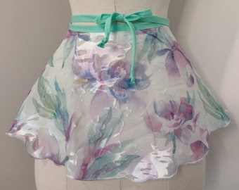 Spring Flowers burnout YOUTH ballet wrap skirt