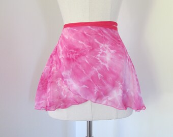 Bright Pink tie dye GIRLS/YOUTH ballet wrap skirt