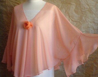 weichfallender CHIFFON als :  Bluse -  TUNIKA - Jäckchen - mit Rosen DEKO