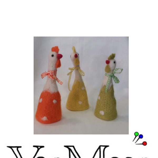 the 3 chickens :)) - EGG WARMER made of FELT with checked ribbons