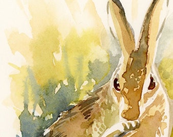 Desert Bunny, Original Watercolor, postcard art