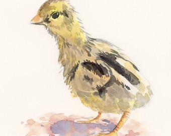 Baby Quail, small original watercolor