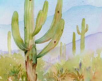 Original Cactus Watercolor Art