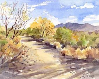 Nature trail in watercolor, original artwork
