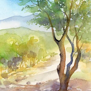 Aquarell Baum, kleines Originalgemälde