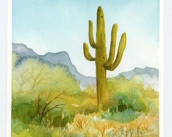 Saguaro cactus original watercolor