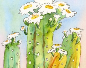 Aquarelle originale de Saguaro Cactus