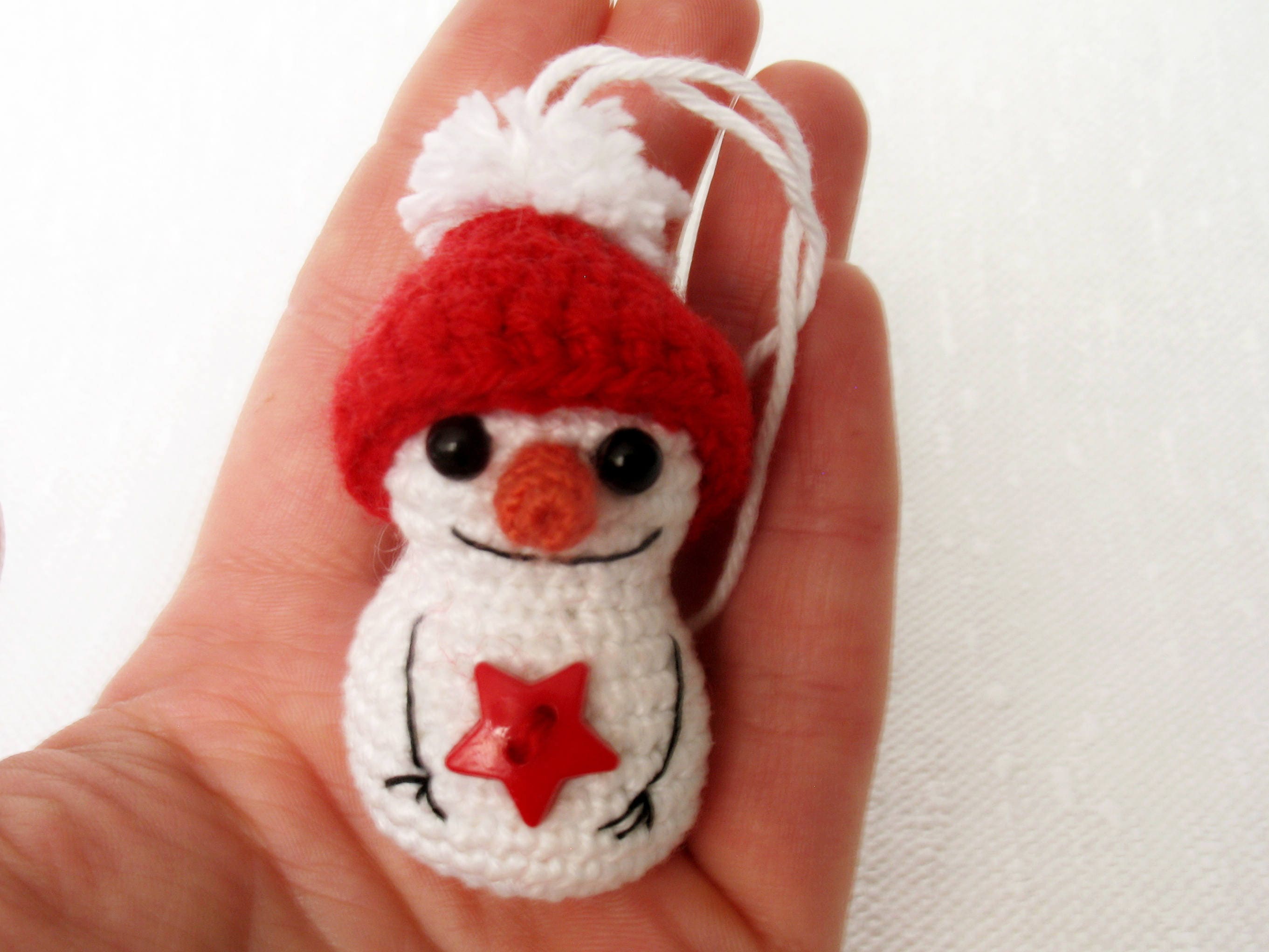 Miniature plush snowman Christmas tree decorations Mini | Etsy