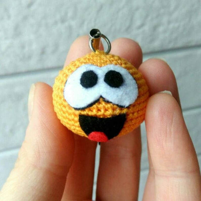 Emoji birthday party favors Crochet emoji keychain Yellow Etsy