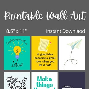 Printable Wall Art - Idea Themed, Inspiration Themed, Light Bulb, Brain, Loading
