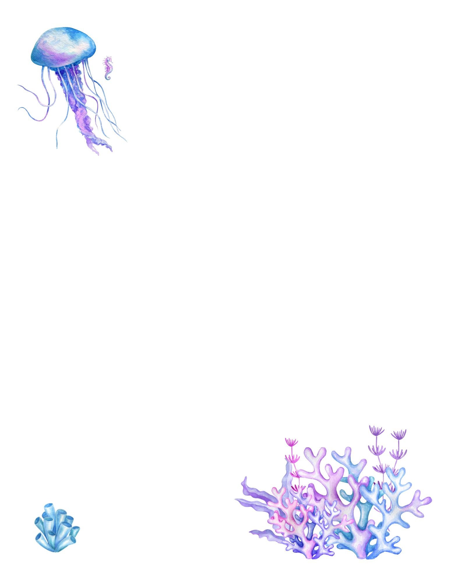 Printable Ocean Stationary - Lined &amp; Unlined - Etsy