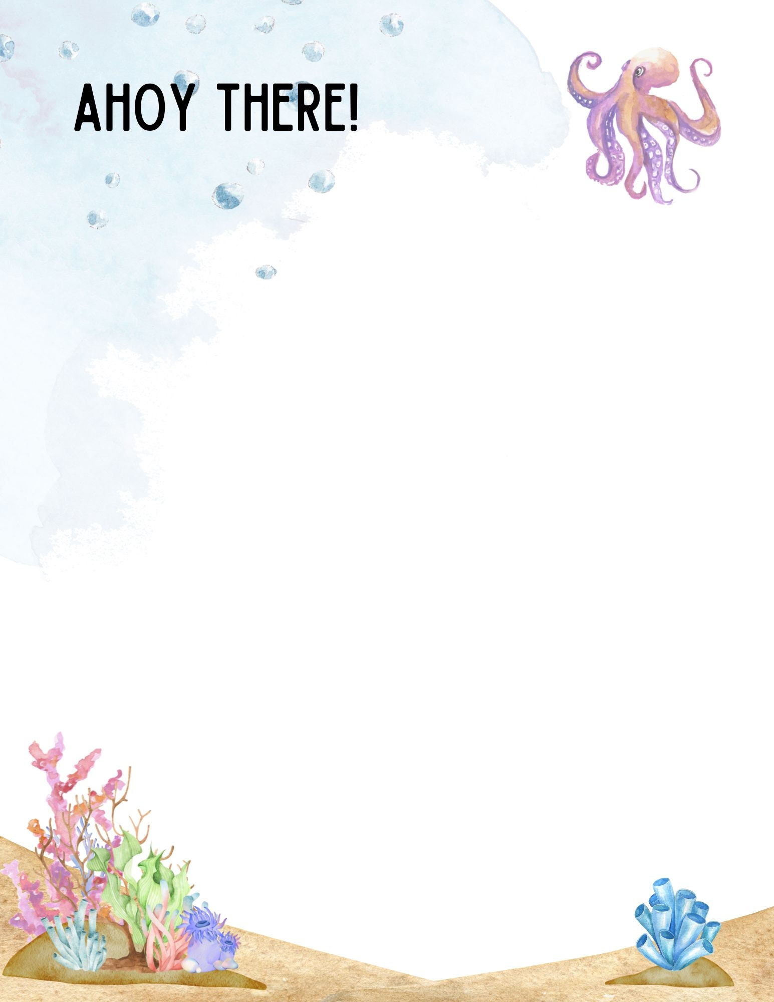 Printable Ocean-themed Stationary, Writing Paper - Lined & Unlined - Etsy