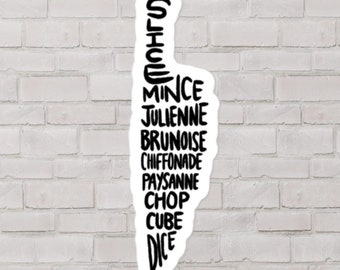 Chef&#39;s Knife Word Cloud STICKER - Chef Sticker, Cooking Sticker, Chef Gift, Unique Chef Gift, Unique Cooking Gift, Knife Gift, Knife