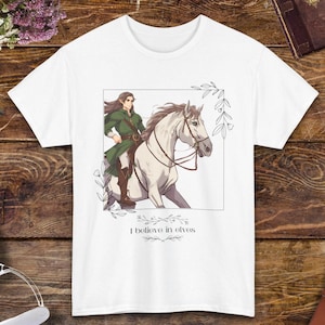 Koszulka unisex Wierzę w elfy Koszulka elf Koszulka elfa Koszulka fantasy Koszulka z koniem Koszulka z elfem Prezent dla konia Koszulka elfów Bawełniana koszulka męska i damska
