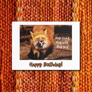 Greeting card fox card Happy Birthday fox card wildlife card wild card fox funny postcard fox Birthday card fox Bday card Birthday fox gift