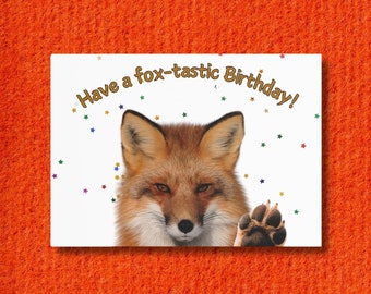Tarjeta de felicitación de zorro, tarjeta de feliz cumpleaños, postal de zorro, tarjeta de zorro, tarjeta de cumpleaños, tarjeta de animal, vida silvestre, regalo de cumpleaños, zorro lindo, tarjeta de cumpleaños, tarjeta de zorro