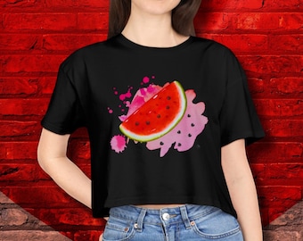 Womens crop tee watermelon top watermelon shirt watermelon crop top fruit tshirt cute t-shirt melon shirt female shirt gift for her cute top