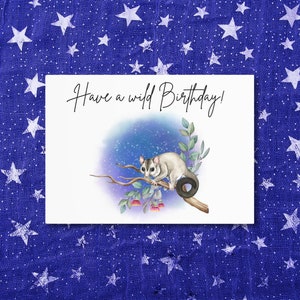 Birthday card possum greeting card Australian possum card brushtail possum postcard wild card Birthday possum gift for wildlife Bday card