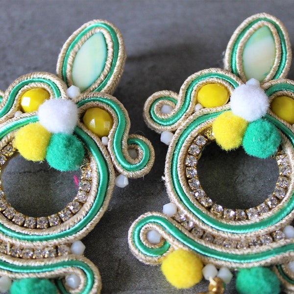 Soutache Mimosa earrings. Soutache earrings. Sicilian jewel. Soutache ohrringe. boho chic