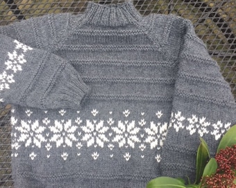 Knitting Pattern Children's Sweater Snow Stars