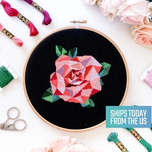 Geometric Rose Cross Stitch Kit - Original Embroidery