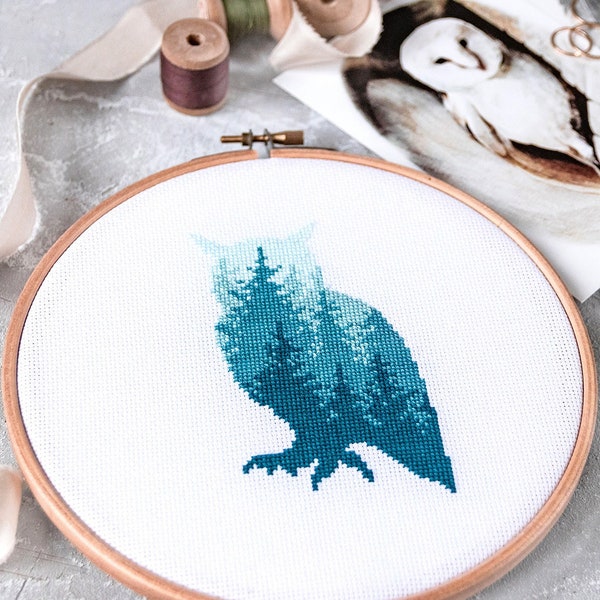 Owl Cross Stitch Pattern for Beginners | Simple PDF Chart to Download