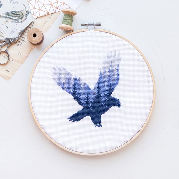 Eagle Cross Stitch Pattern PDF to Download | Modern Bird Embroidery Design