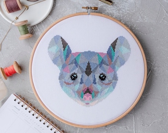 Nursery Cross Stitch Pattern PDF - Geometric Mouse