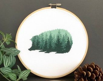 Hedgehog Cross Stitch Pattern PDF | Animal Hand Embroidery Design for Beginners