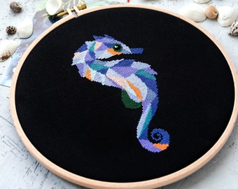 Seahorse Cross Stitch Pattern PDF | Modern Embroidery Designs to Download