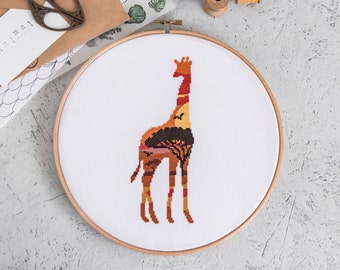 Afrika Kreuzstichmuster PDF | Giraffe Handstick Chart