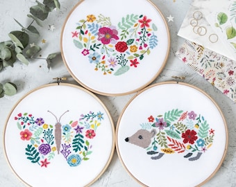 Digital Cross Stitch Patterns. Set of 3 Floral Embroidery Designs