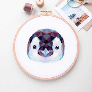 Baby Penguin Cross Stitch Pattern PDF | Modern Nursery Embroidery Designs