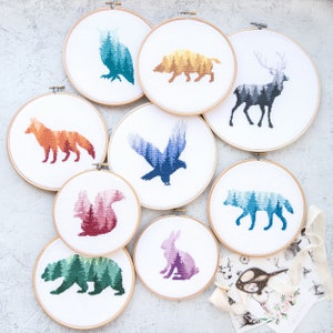 Mega Cross Stitch Patterns Bundle - 9 Animal Embroidery Designs Set