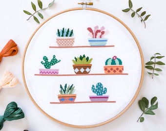 Cactus Cross Stitch Pattern PDF | Home Plants Botanical Embroidery