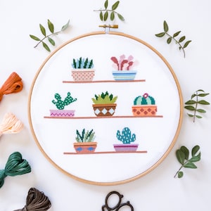 Cactus Cross Stitch Pattern PDF | Home Plants Botanical Embroidery