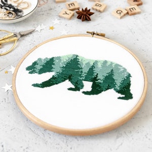 Bear Cross Stitch Pattern PDF to Download | Animal Hand Embroidery Design