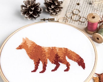 Fox Cross Stitch Pattern PDF | Animal Hand Embroidery Design