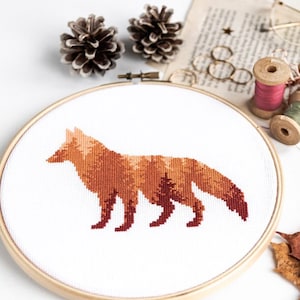 Renard, motif point de croix PDF | Motif de broderie à la main d'un animal