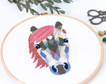Padrão de ponto cruz de cavalo PDF | Desenhos modernos de animais Xstitch para download