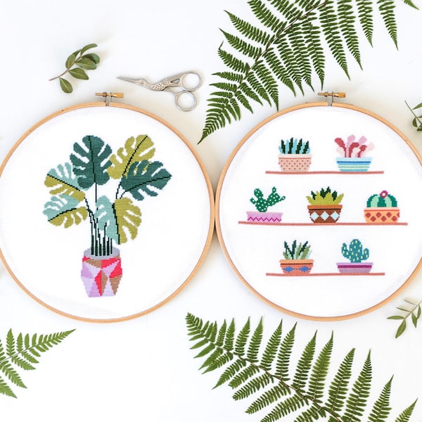Flowers Cross Stitch Patterns Set - Instant Download