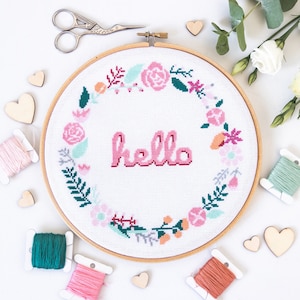 Cross Stitch Pattern Floral Wreath | PDF File to Download