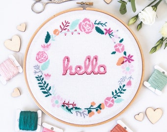 Cross Stitch Pattern Floral Wreath | PDF File to Download
