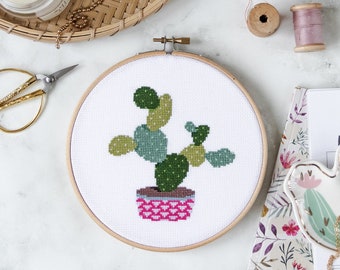 Opuntia Cactus Cross Stitch Pattern PDF