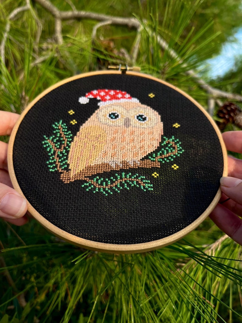 Christmas Owl Cross Stitch Pattern PDF | Quick Winter Ornament ...