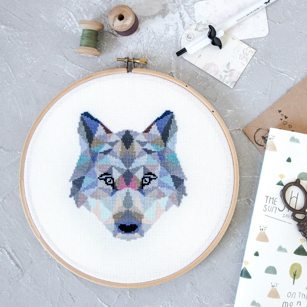 Awesocrafts Kit de broderie au point de croix estampillé loup et attrape-rêves Motifs faciles à broder au point de croix (loup Awesocrafts Kit de broderie au point de croix estampillé loup et attrape-rêves Motifs faciles à broder au point de croix (loup