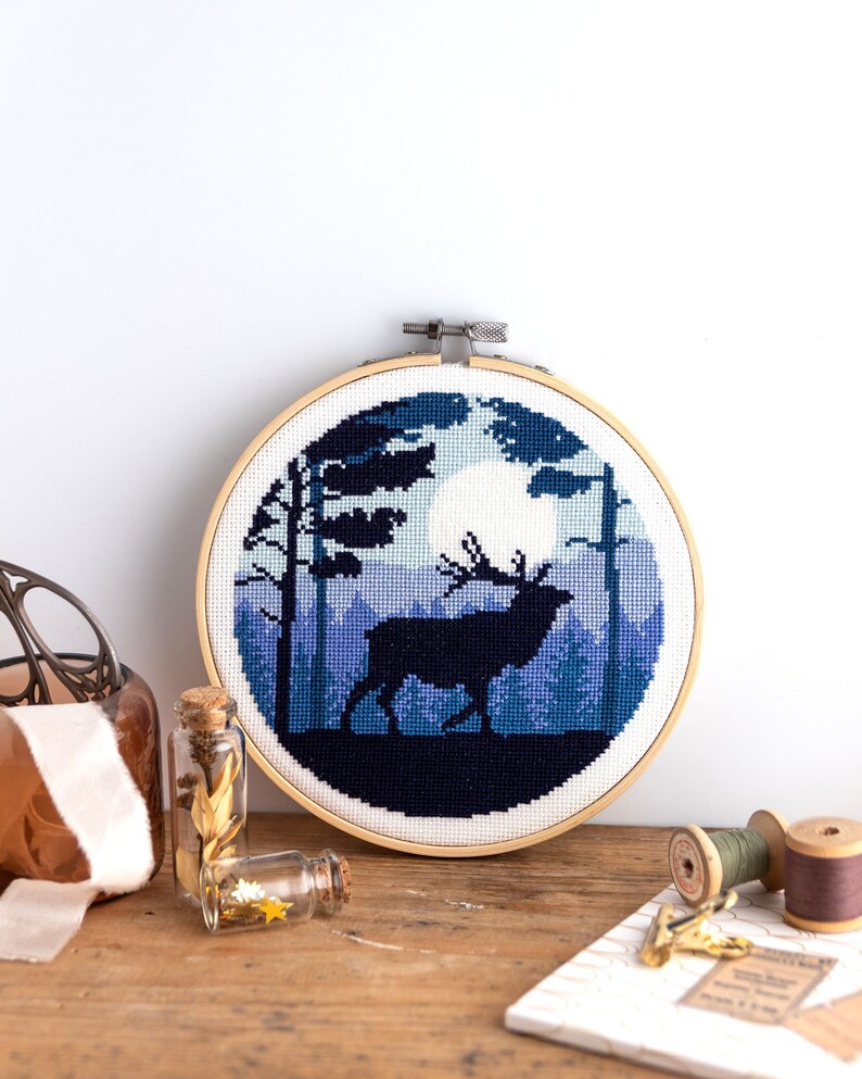 Full Coverage Cross Stitch Pattern PDF Deer in the Forest - Etsy
