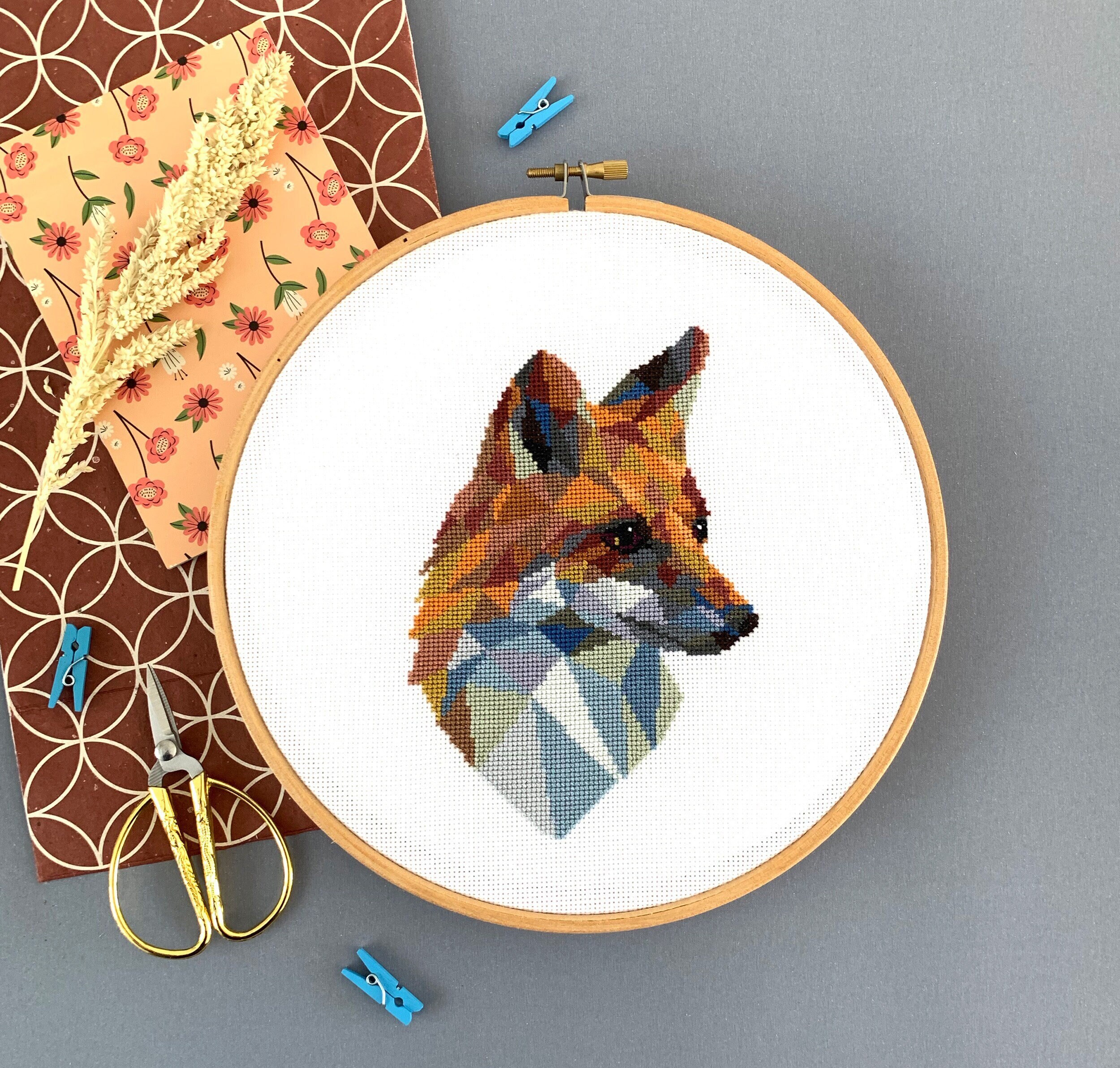 Foxy Cross Stitch Ornament Kit Mill Hill 2021 Winter Holiday MH182136